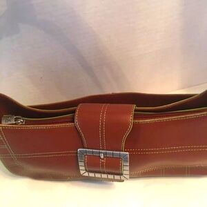 BROWN WITH GREEN ANNE KLEIN SHOULDER BAG